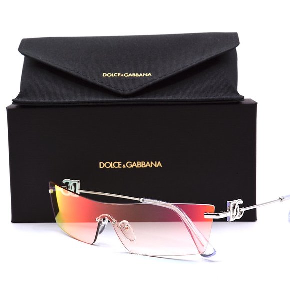 NEW DOLCE & GABBANA DG2292 IRIDESCENT RIMLESS SHIELD AUTHENTIC SUNGLASSES - Picture 10 of 15